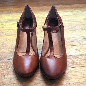 Frye Scarlett T-strap leather heels, Free Shipping